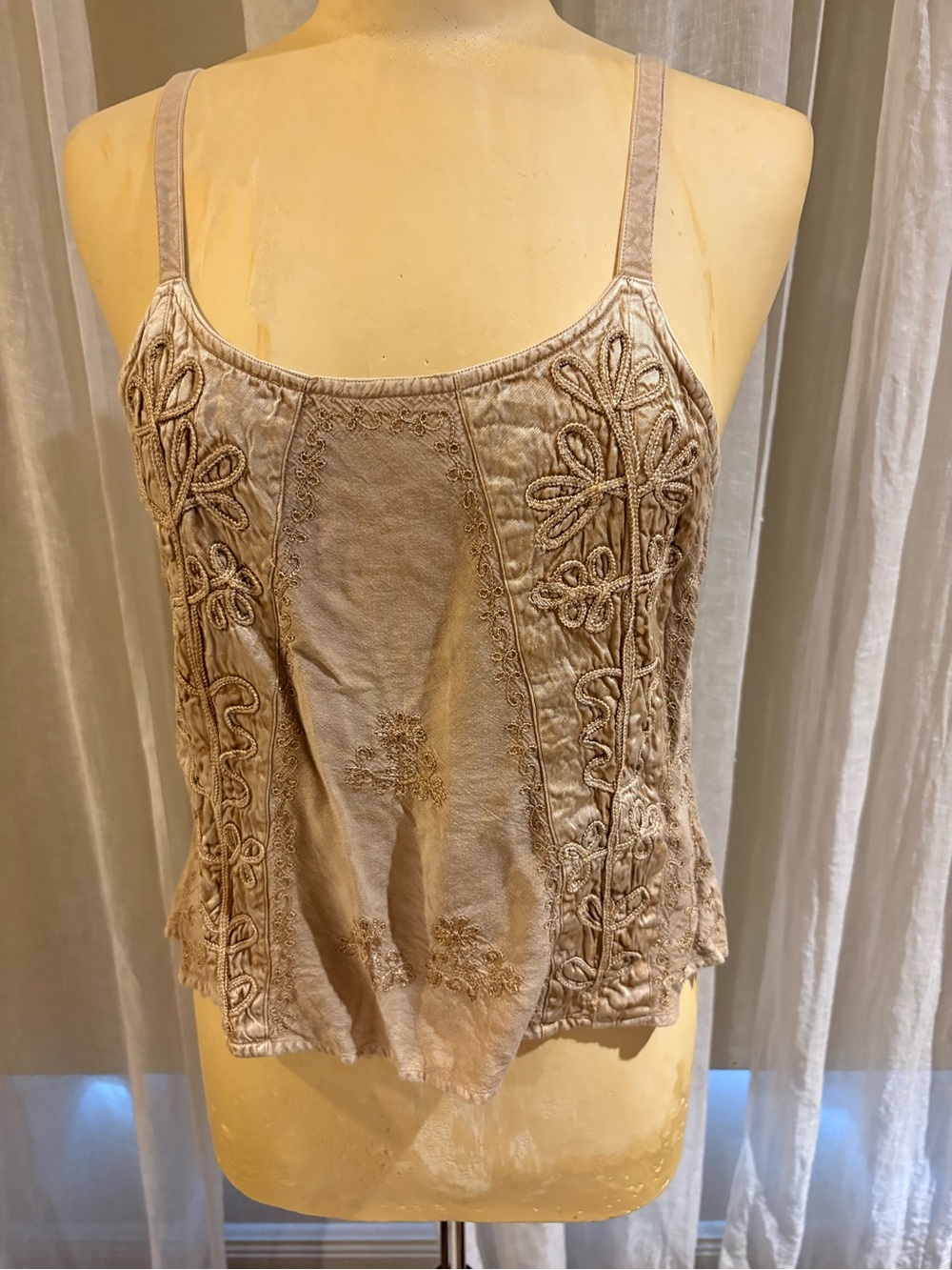 Embroidered Beige/Tan Women's Camisole Tank